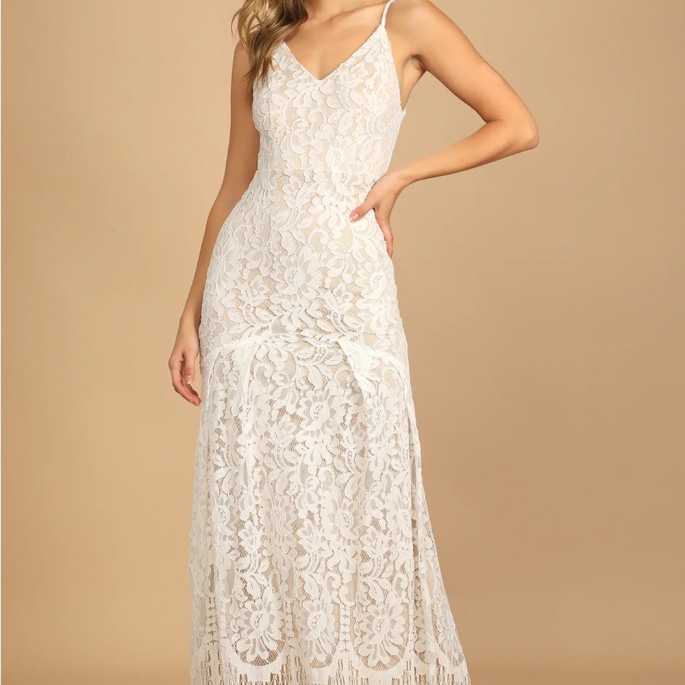 Lulus Flynn White Lace Maxi Dress